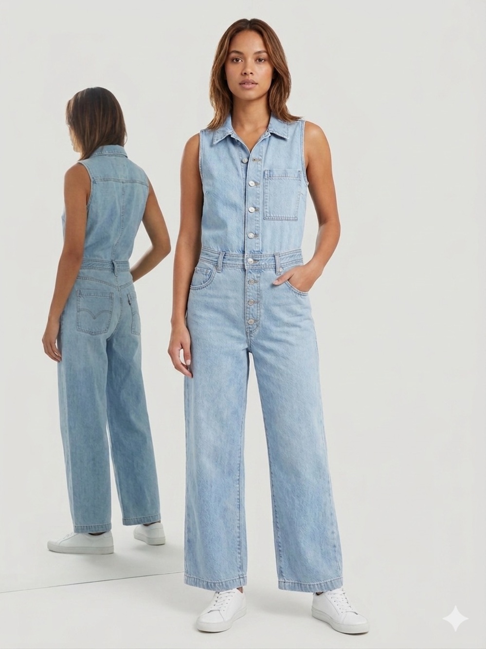 Levi's Light Blue Sleeveless Denim Overalls Jumpsuit